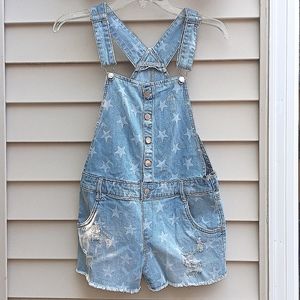 TRACTR Girl's Distressed Overalls Shorts, size 14